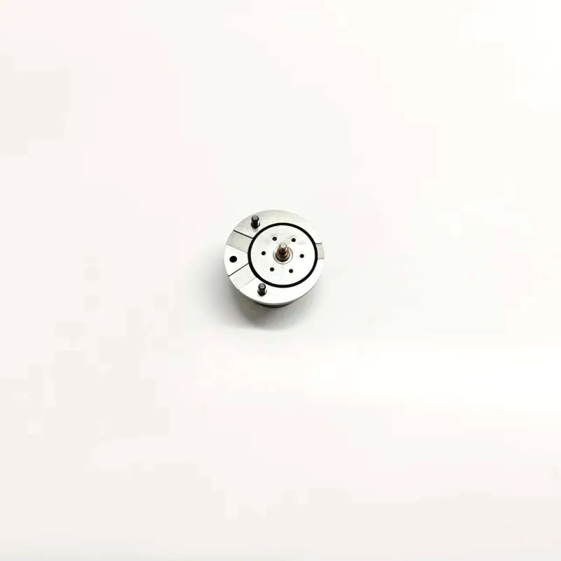 Side angle view of fuel unit injector valve capsule 1K060460-64 featuring a clean conical base body structure with dual locating dowel pins protruding from the upper precision-ground collar.