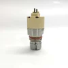 1-7135-486-1K135486-64-John-Deere-Hyundai-Caterpillar-EUI-Control-Valve-Main-Image Full vertical view of 7135-486 1K135486-64 electronic unit injector control valve showing the cream-colored solenoid top cap with twin threaded terminal posts and a polished steel valve body with a red sealing O-ring.