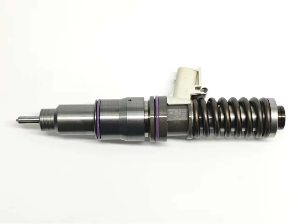 1FD14102-64 BEBE4D14102 electronic unit injector suitable for Volvo Trucks, matching OE number 22339883. Horizontal layout displaying full injector body with nozzle and heavy-duty spring on white background.