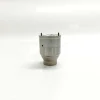 4-21340612-Injector-Valve-Inverted-Alignment-Pins Angled base view of the electronic unit injector control valve focusing on the precision circular bottom seat ring and central guide hole configuration.
