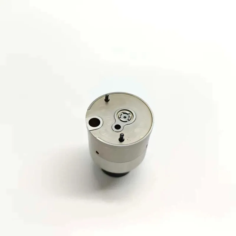 5-HRE368-Remanufactured-Series-Control-Valve-Overhead-View Directly overhead view looking down at the precision upper face of the valve assembly showing locating pins protruding upwards next to fuel flow ports.