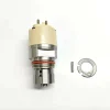 7-John-Deere-7135-486-Control-Valve-Full-Kit-Accessories Overhead view of the complete 1K135486-64 control valve kit laid flat, containing the main solenoid actuator body, a location pin, and the metal locking washer.