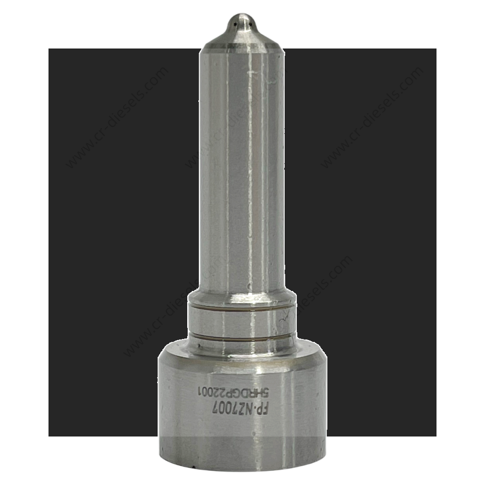 dlw-nozzle-nz7007-l229pbc-vertical-front Vertical front view of DLW NZ7007 nozzle body, highlighting high-precision tip structure and metallic finish on a black background.