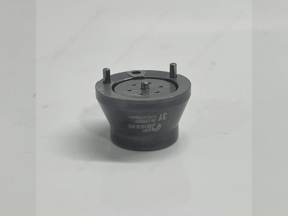 dlw-valve-cv7007-7206-0936-angled-bottom Upside-down angled view of DLW CV7007 solenoid valve, presenting locating pins and polished contact plate.