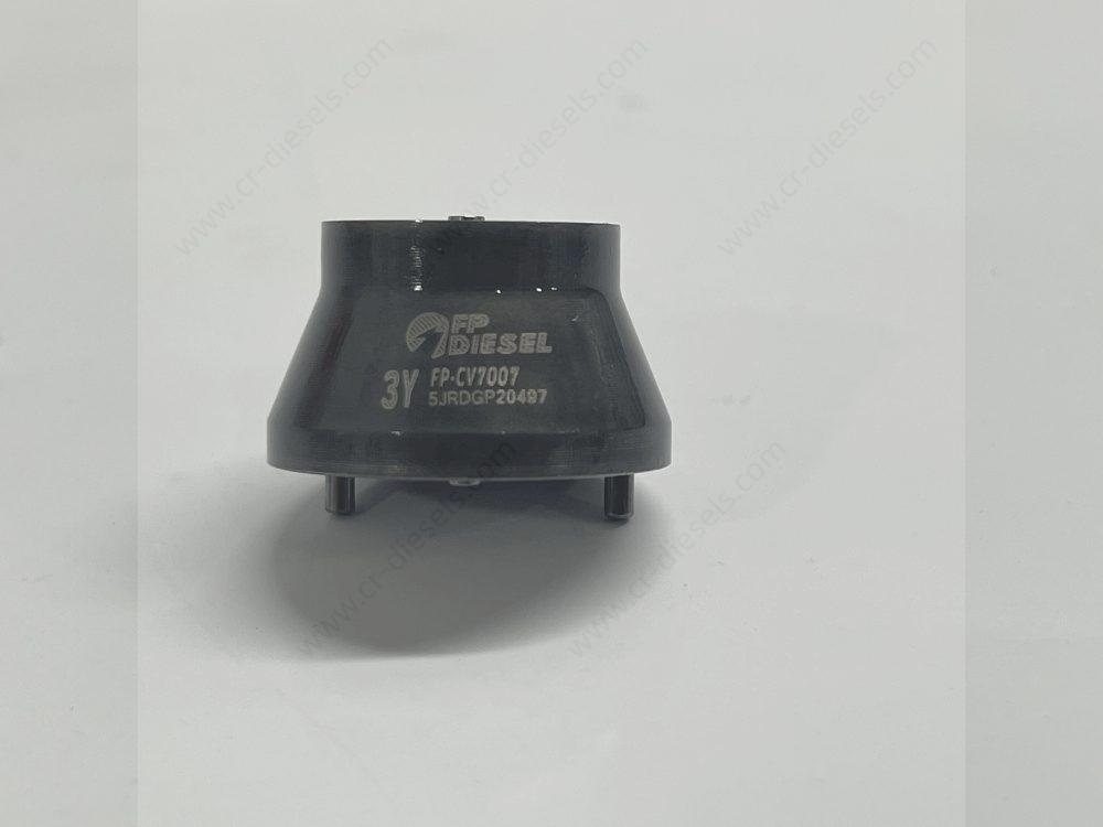 dlw-valve-cv7007-7206-0936-side-view Side profile of DLW CV7007 control valve standing on locating pins, showing premium metal surface machining.