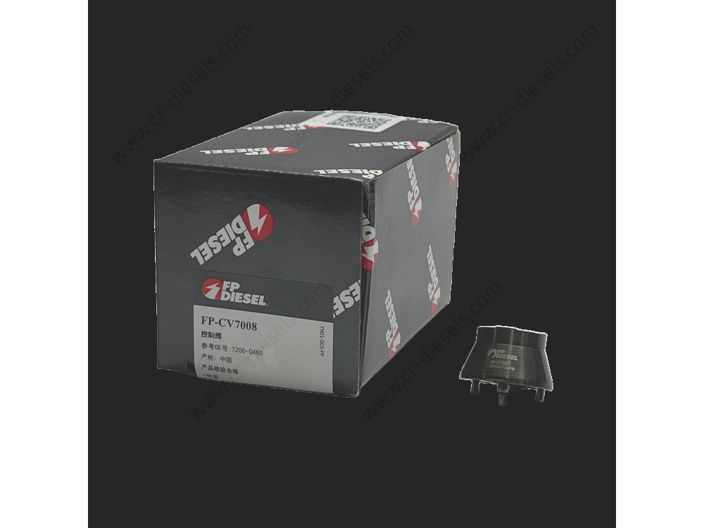 dlw-valve-cv7008-7206-0460-with-packaging-black High-end premium catalog image of DLW CV7008 valve and brand packing box on black background.
