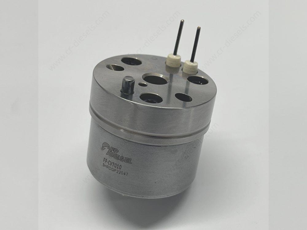 Isometric angled view of DLW CV7010 diesel control valve showing high-precision fuel ports and housing finishing.