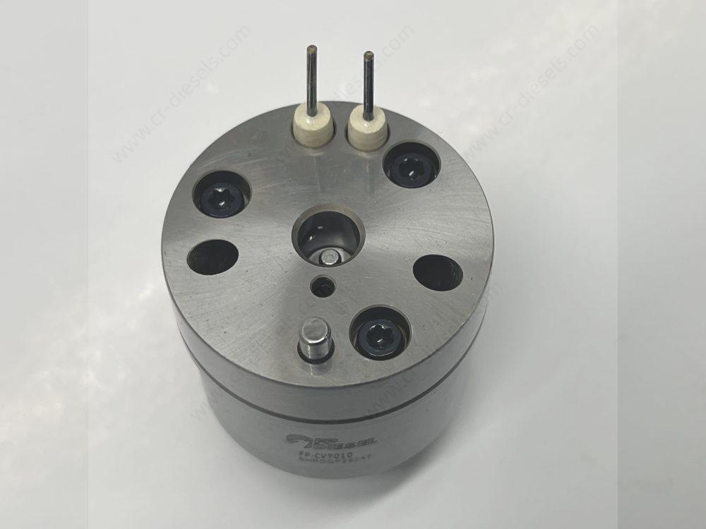 Top surface view of DLW CV7010 valve showing high-pressure seating surface, bolt holes, and electrical connectors.