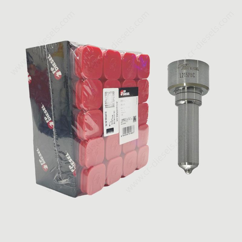 FP DIESEL brand fuel injector nozzle model NZ7003 L215PBC vertical clear view with markings.
